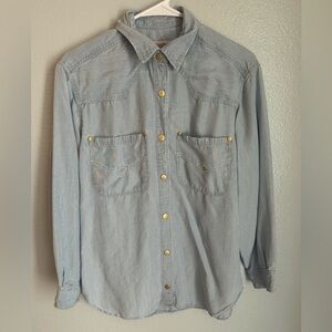 Dismero Blue and White Striped Top Gold Buttons XS